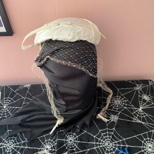 Vintage White Hat with Veil